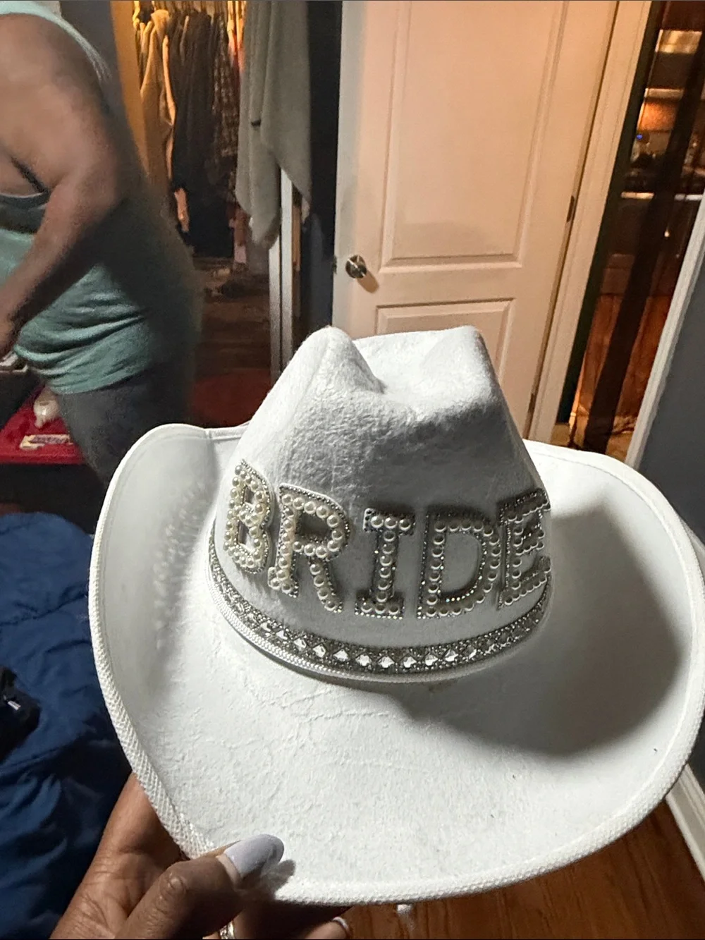 Bride Embellished White Cowboy Hat